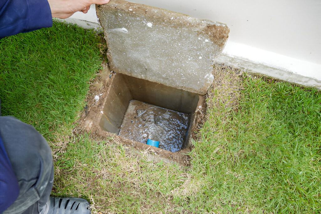 Plumber performing pipe cleanout in a bathroom to clear blockages
